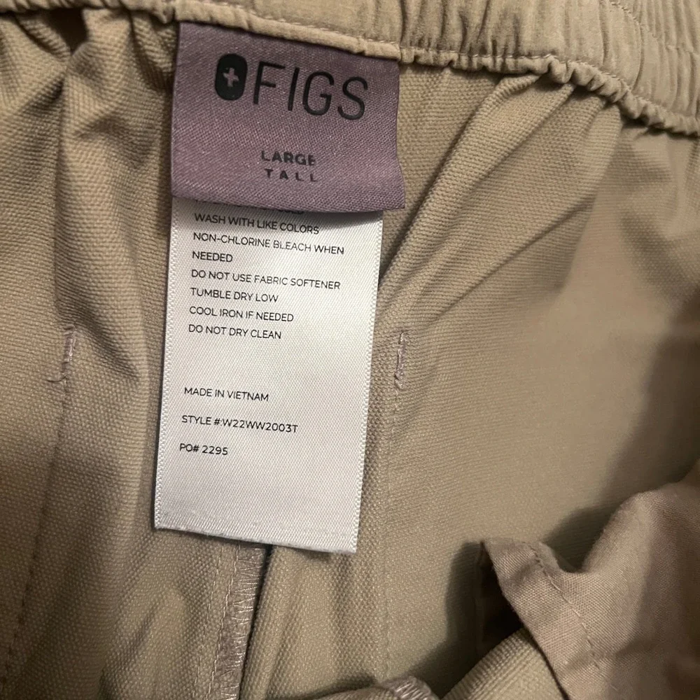 FIGS Mens Technical Scrub Pants Trousers Tan Khaki Large Tall Drawstring